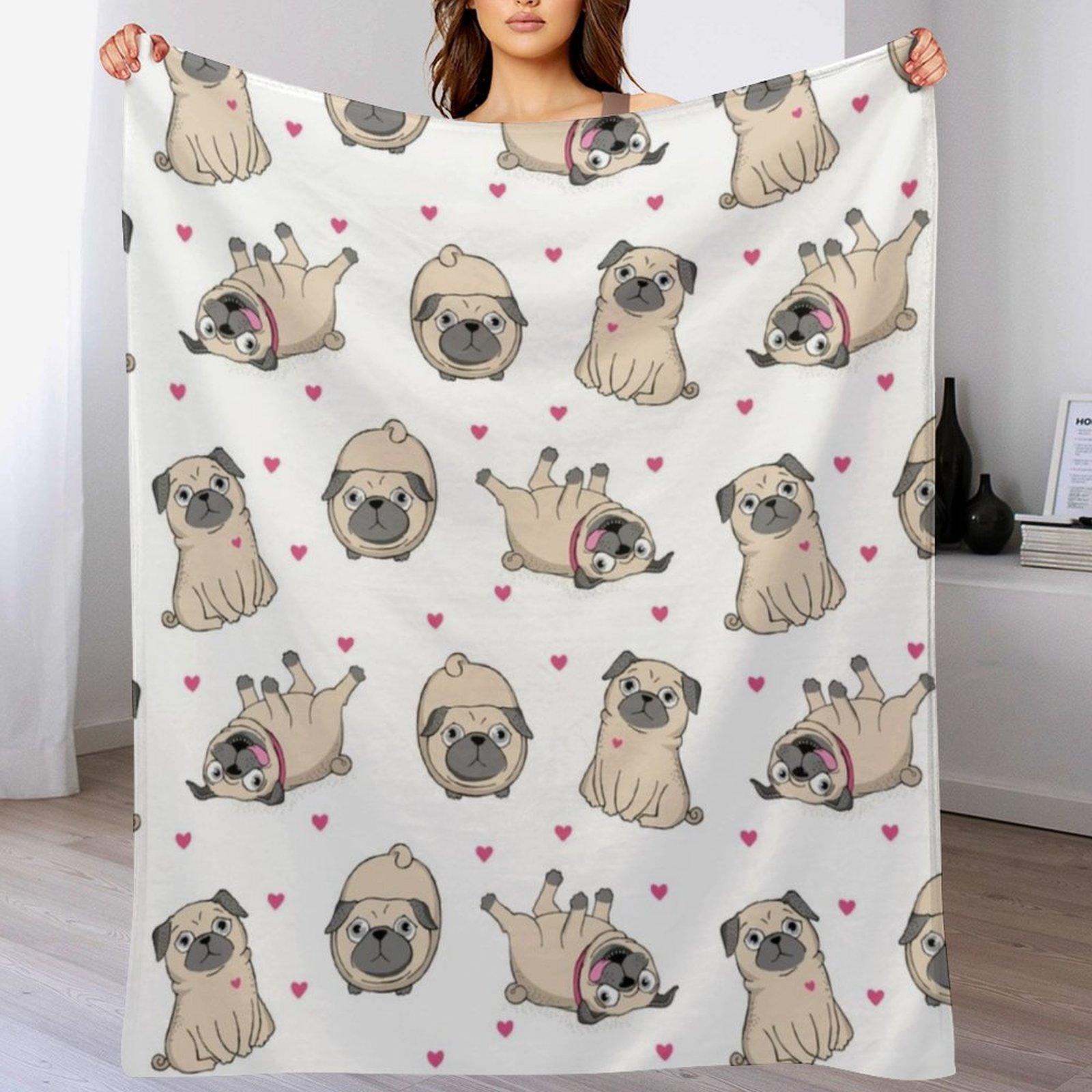 

Seamless pattern with cute pugs Throw Blanket Fade Resistant Durable Throw Blanket 102x76cm(40x30in)