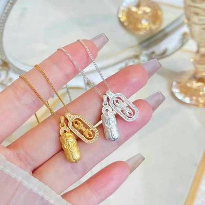 S925 Sterling Silver Pixiu Vajra Pestle Necklace Women'S Niche Versatile Pendant With Diamonds Stacked Wearing Chain Wei Xue