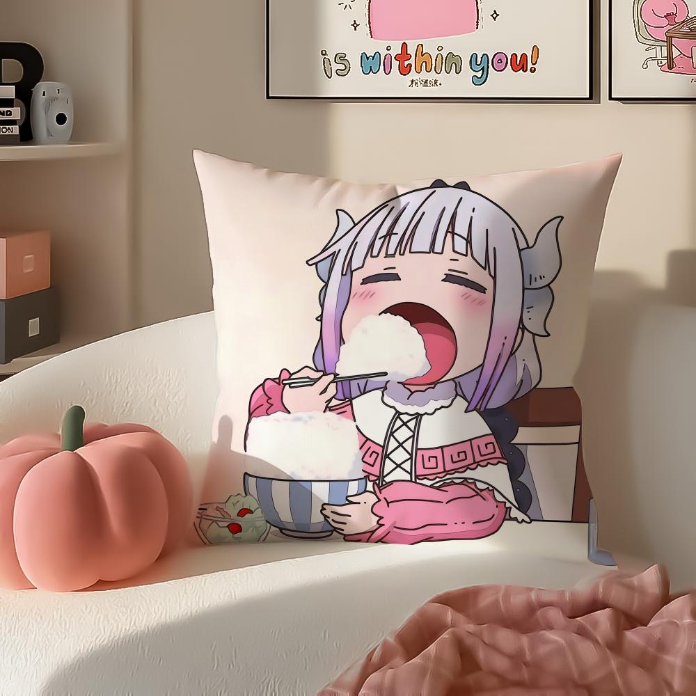 Miss Kobayashis Dragon MaidB Anime Cushion Cover Pillowcase Short Plush Invisible zipper Room Sofa Cushion Cover