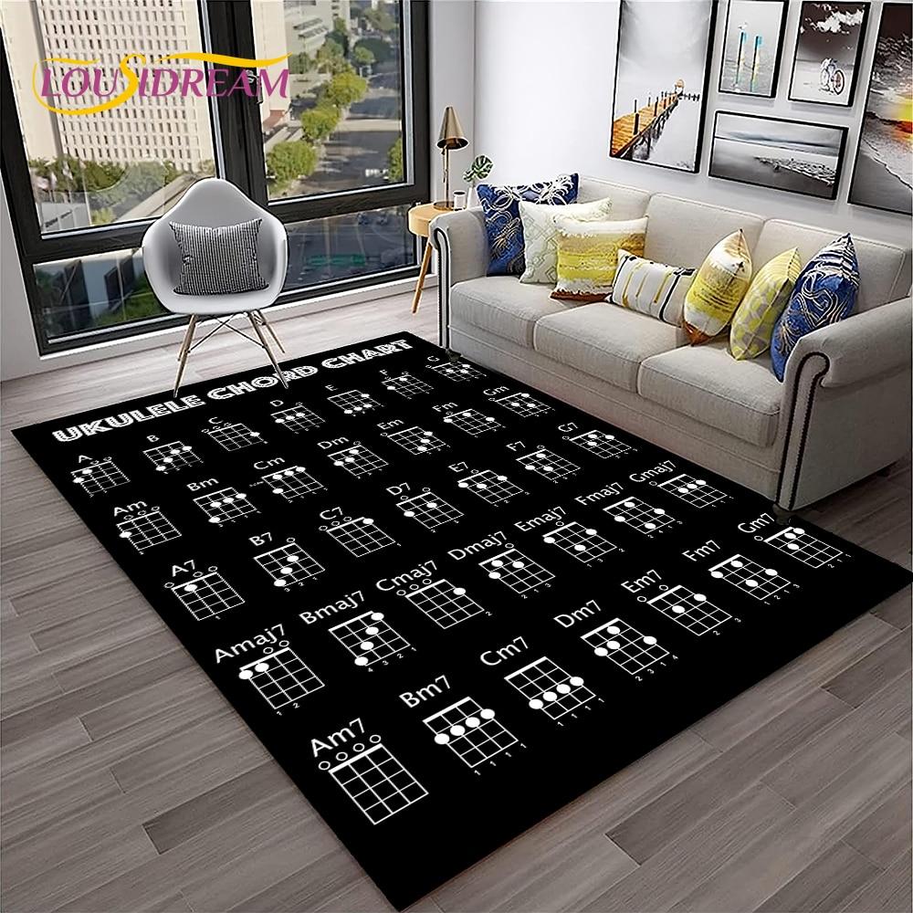 Music Basic Guitar Chord Theory Chart Piano Carpet Rug for Home Living Room Bedroom Sofa Doormat Decor,Kid Area Rug Non-slip Mat