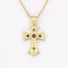 Nidin New Fashion Colorful Delicate Zircon Cross Pendant Necklace For Male And Female Couples Jewelry Party Daily Gifts
