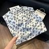 71Cm New Chinese Simulation Silk Square Scarf Soft and Skin-friendly Ink Flower Rhyme Printing Silk Scarf Neck Sunscreen Small Scarf