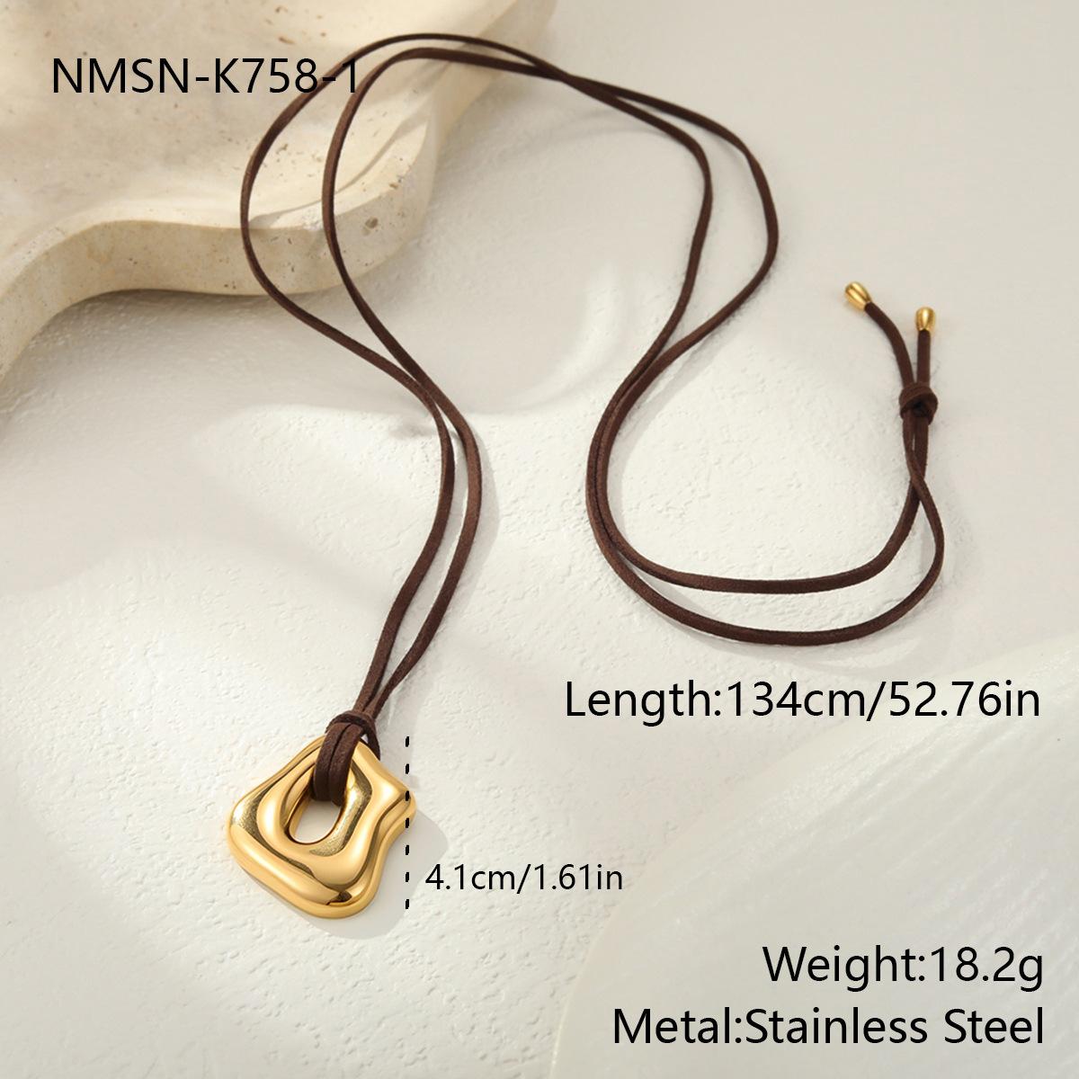 GEMCHIC Women s Stainless Steel Hollow Geometric Pendant Suede Cord Necklace Choker Fashion Jewelry
