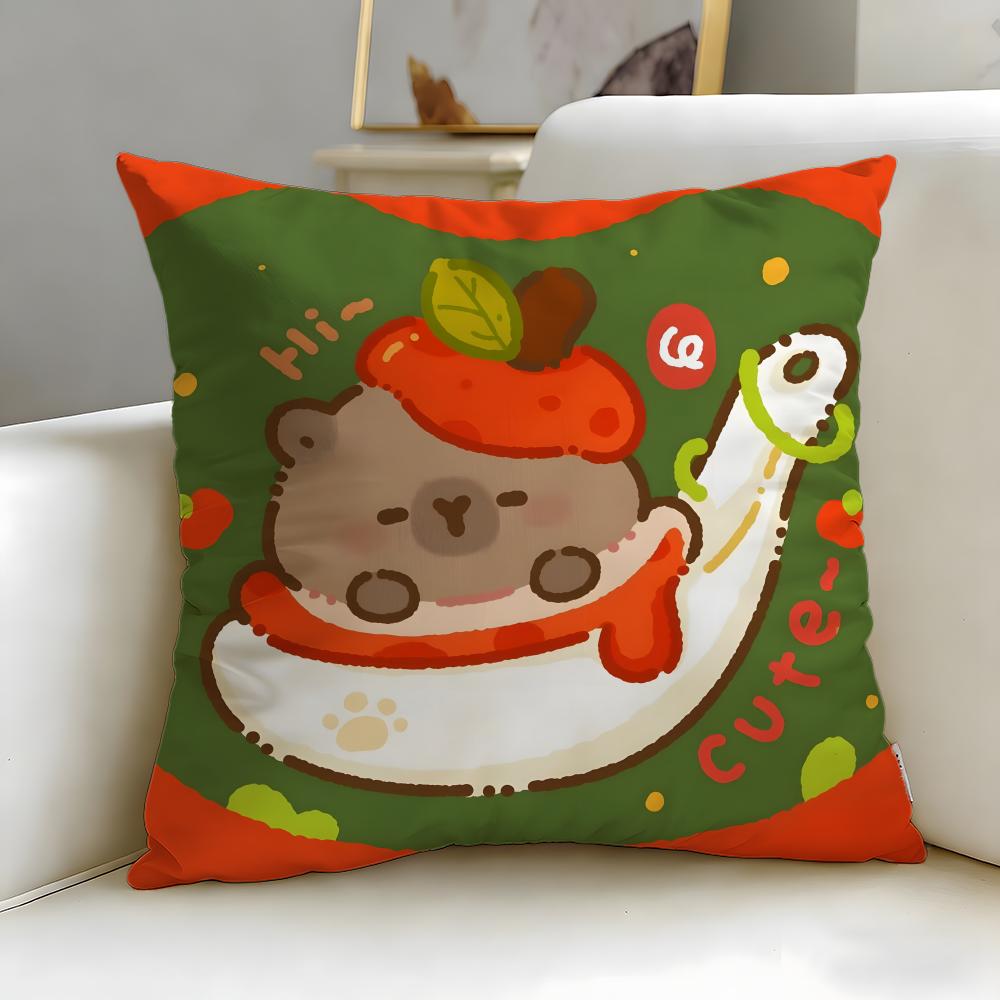 classic animal Capybara Cushion Cover Soft & Easy-Wash Pillow Case – Versatile for Couch, Bed, Travel and Office