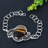 Tiger Eye Gemstone Handmade Ethnic 925 Silver Gift Jewelry Bracelet 7-8" T0D68