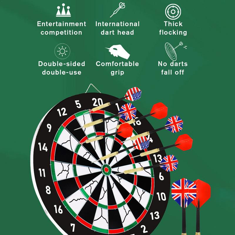 Dart Boards for Adults Flocking Board Stable Dartboard Game Set 15in Sports Tournament Thick Game Toys for Indoor/Outdoor