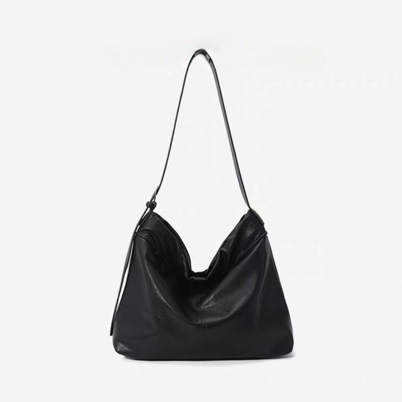 Vegetable-Tanned Leather Hobo Bag Large Capacity Tote Shoulder Crossbody Daily Commute Urban Minimalist Style
