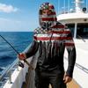 Men’s Casual Long Sleeve Hoodie with Independence Day Print Lightweight Sun Protection Pullover Top with Front Pocket Slash Design