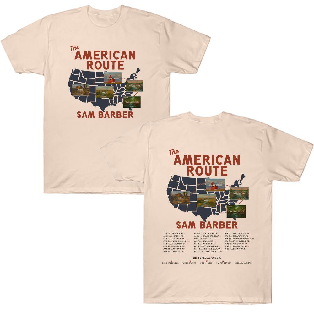 Sam Barber 2026 US Tour Pattern Tshirt Sam Barber Merch Cosplay Mens Womens Fashion Round Neck Cotton Street Y2K Tshirt S