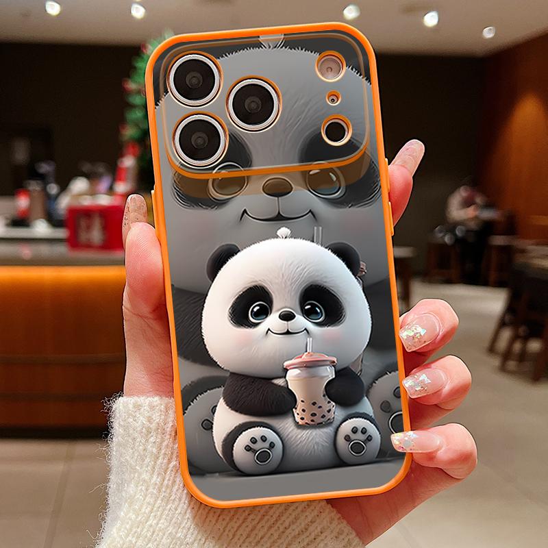Milk Tea-drinking Panda Case For iPhone 17 Pro Max Magnetic For Magsafe Skin Feeling Cover For iPhone 16 15 14 13 Pro Max
