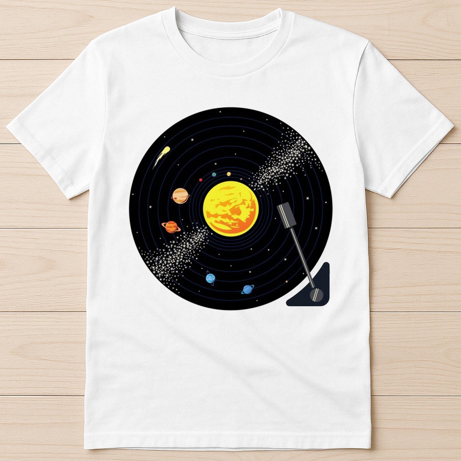 Solar System Vinyl Record Sky Universe Hilarious Funny Gift Tee T-Shirt 2977 3XL