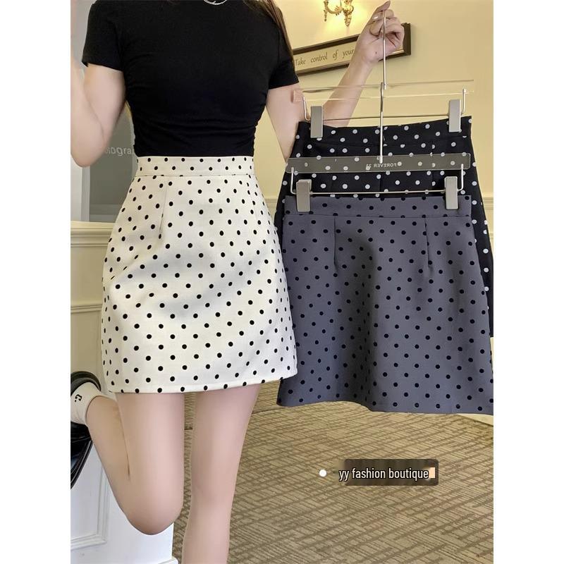 

Sweet & Spicy Black Polka Dot Bodycon Midi Skirt - Women s Fall 2024 High Waist A-Line Skirt S