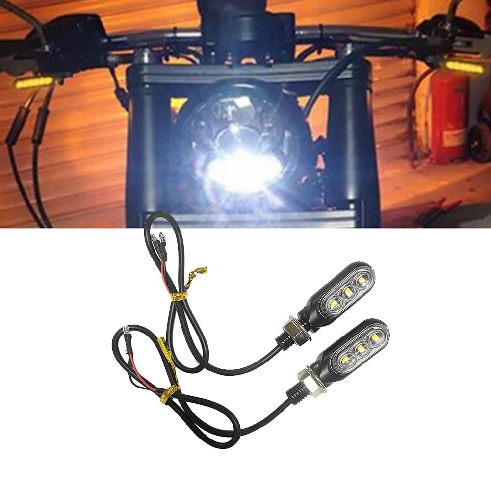 Klaxib 2pcs 3LED By Turn Signal Indicator Amber Lamp Handlebar Light Replacement Parts Accessories for Bike Scooter