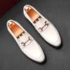 Fashion Fashion New Arrival Men White Black Metal Button Wedding Dress Shoes Male Casual Flats Loafers Homecoming Prom Zapatillas Hombre