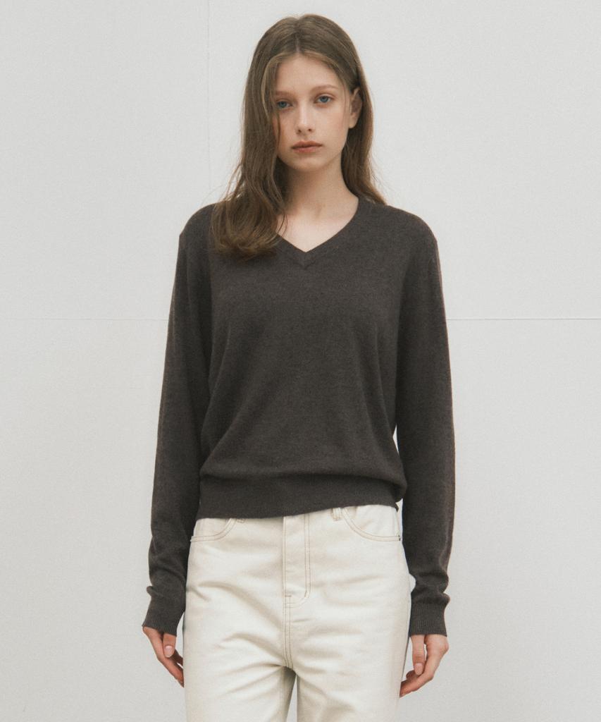 Wednesday Oasis For Woman Loewe Angora Blend V-Neck Knit_Brown(Wc25-Kn44)
