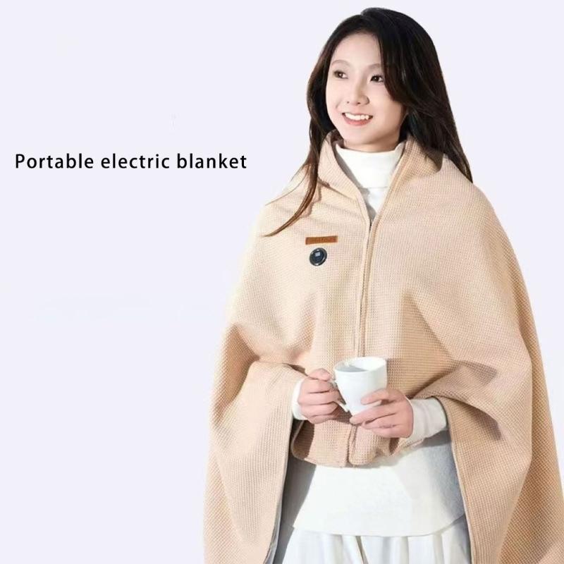 USB Heated Shawl Wrap for Women USB Electric Blanket with 3 Heating Levels and Zippered Designing