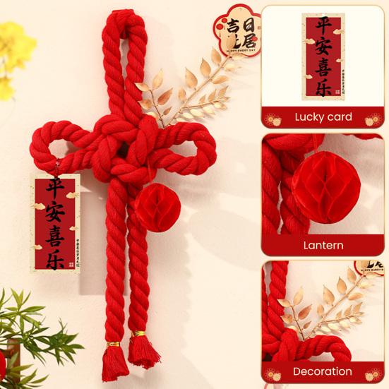 Chinese Wanzi Knot Decoration Red Knot Hanging Lucky Ornaments Door Handle Wall Pendant Feng Shui Good Luck Charm for Spring Festival Car Tree Decor