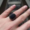 Men's Trendy Retro Black Gemstone Ring with Metal Inlay