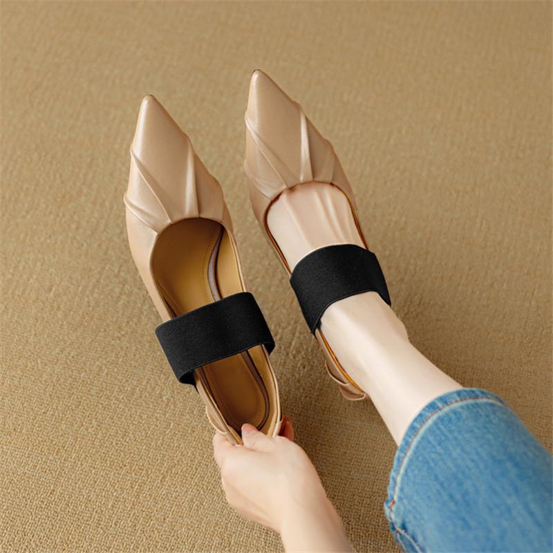 Fashion New Spring/Summer Sheepskin Women Pumps Shoes for Women Fashion Mixed Color Pointed Toe Mary Jane Shoes Mid Heel Women Shoes