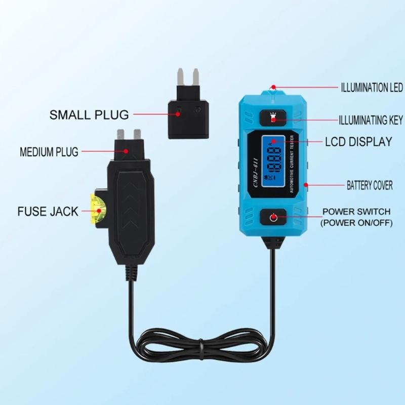 Tester di Corrente per Veicoli Strumento Diagnostico Display LCD Retroilluminato Tester di Rilevamento Guasti 0,01A~19,99A Analizzatore di Perdite