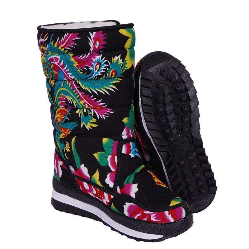 

Пара сноубутсов для интернет-знаменитостей, Северо-восток, большой цветок, новые, нескользящие, утолщенные, теплые, для катания на лыжах 45 It is recommended to shoot one size larger