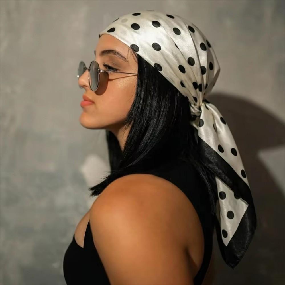 Silk Satin Dot Print Square Scarf 90cm Silk Scarf New Head Wraps  Daily Party