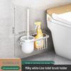 Wall-Mounted Soft Bristle Toilet Cleaning Set with Long Handle and Storage Rack
