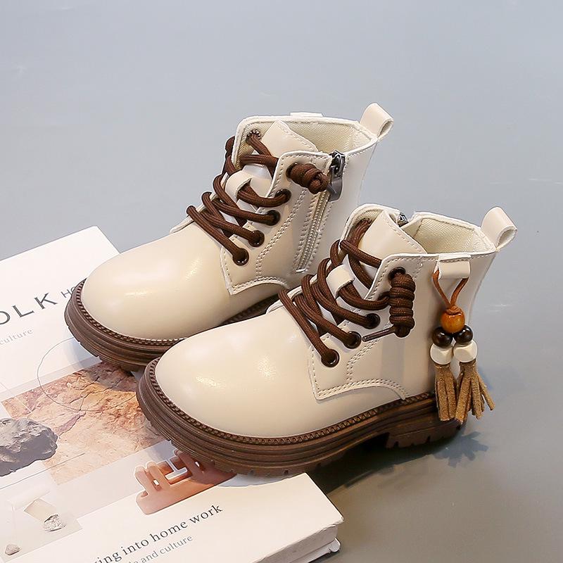 Girls' 2025 Autumn Princess Leather Short Boots - Stylish Medium & Large Children's Martin Boots