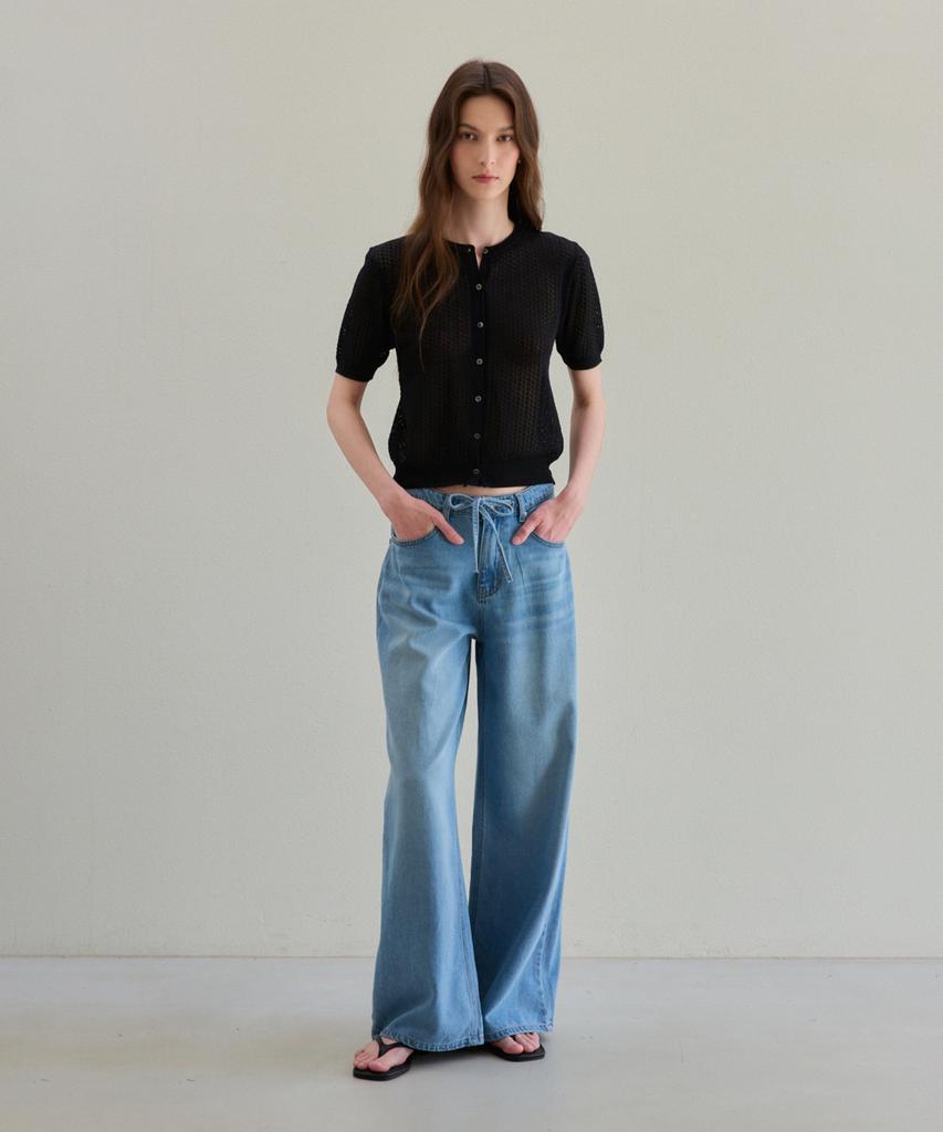 THEELO Strap Point Denim Pants (Deep Blue)