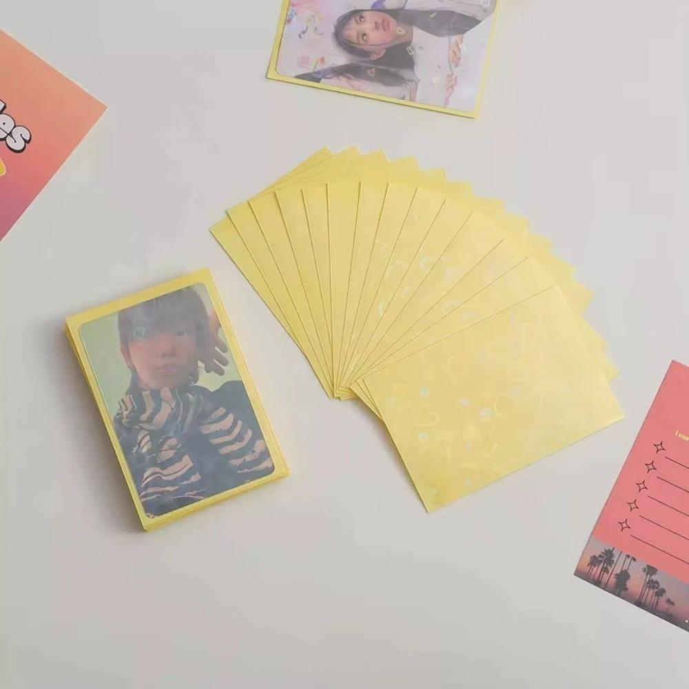 50PCS Macaron Transparent Laser Heart Card Sleeves Display Card Card Film  For Idol Photo