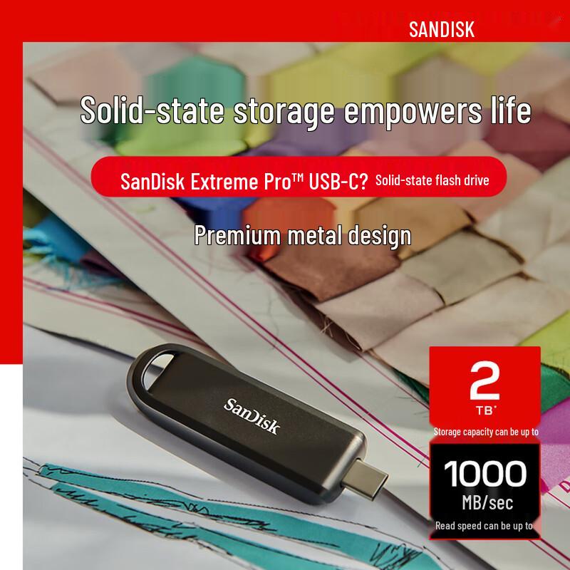 SanDisk CZ890 2TB USB 3.2 Type-C Solid State Flash Drive 2TB