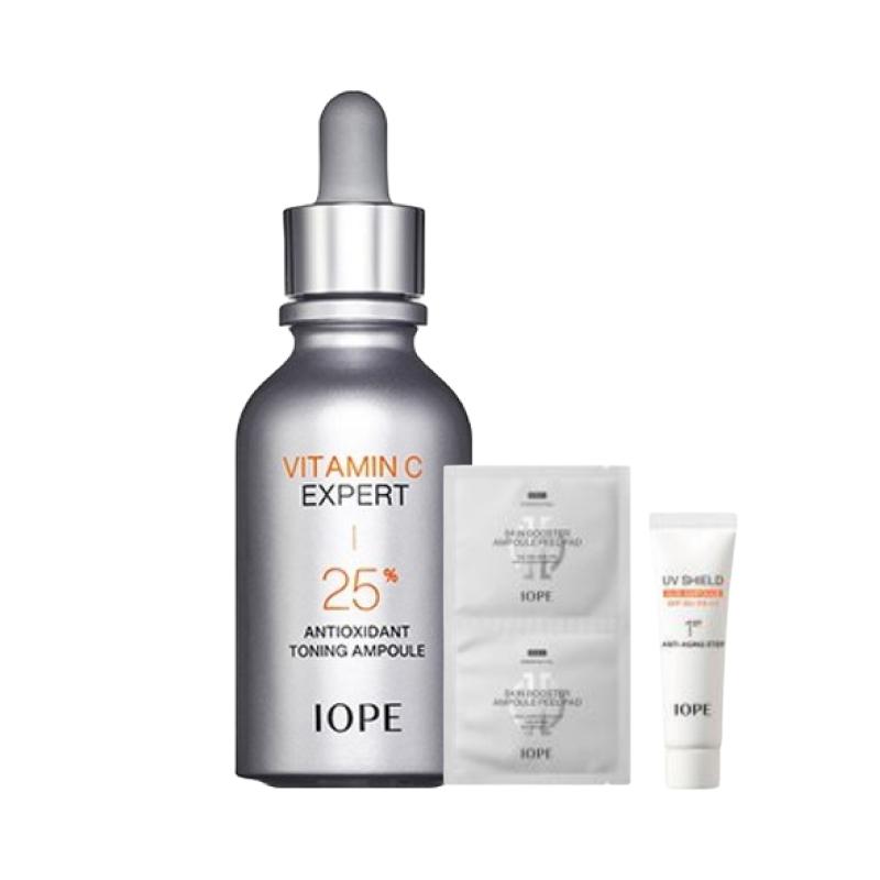 

IOPE Vitamin C Expert 25% Toning Ampoule Brightening & Tone Correction 23ml + Peel Pad + Sun Ampoule Set
