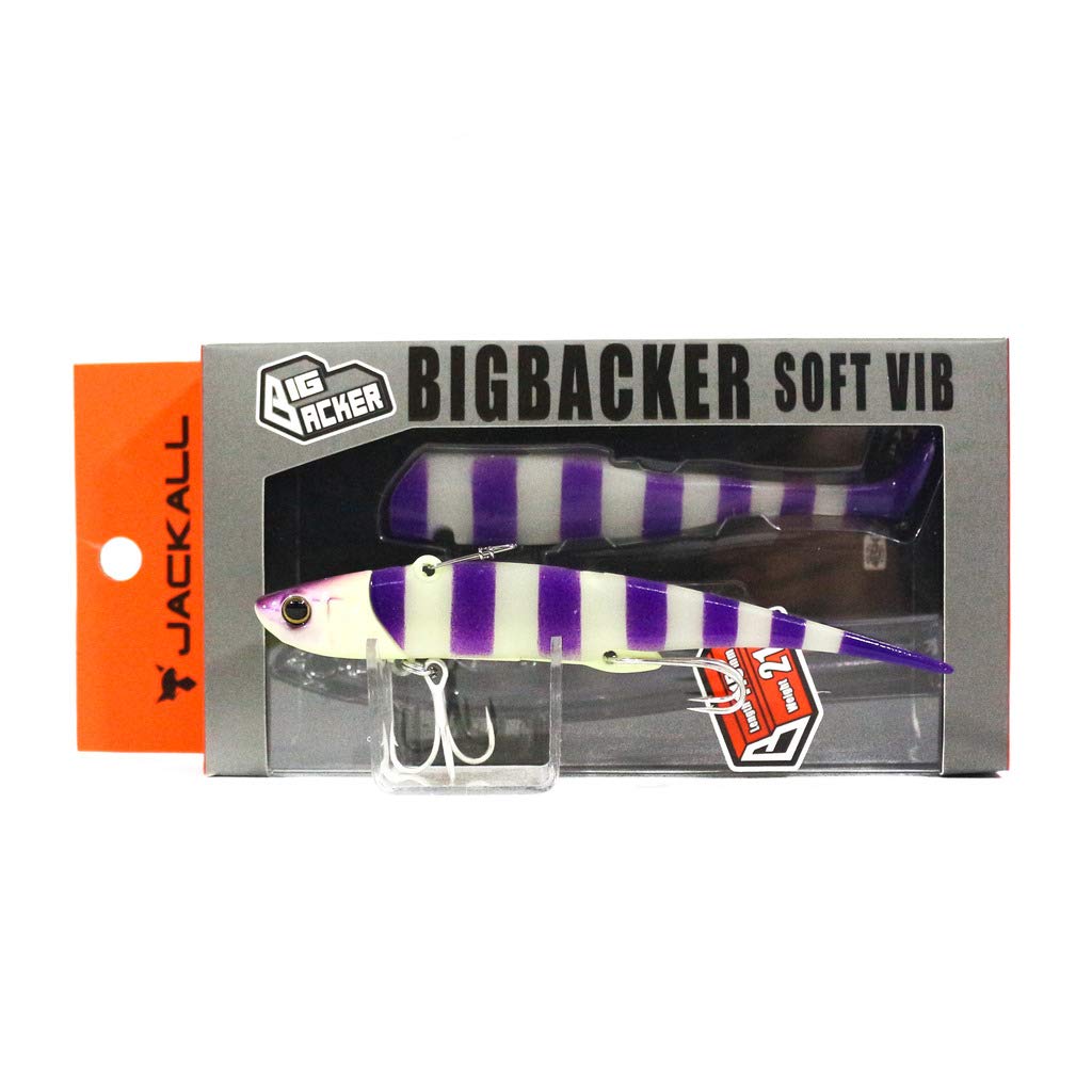 JACKALL Big Backer Soft Vibe Lure Hairtail Purple Glow 21g, Stripe.