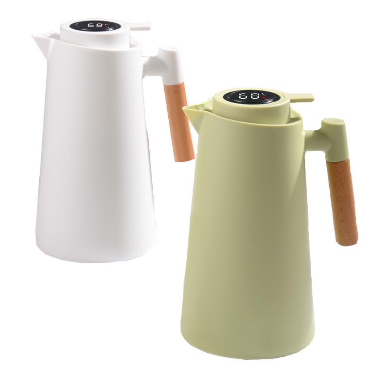 Press-Type Smart Insulated Kettle with Glass Liner - Large Capacity Thermos for Home Use