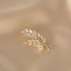 Women Brooch Sparkling Cubic Zirconia Wheat Ear Design Suit Lapel Badge with Imitation Pearls Scarves Dresses Accessories
