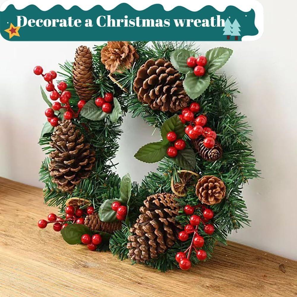 50Pcs Reusable Artificial Red Berries 7 Head Fake Flowers Faux Berry Branches  Christmas