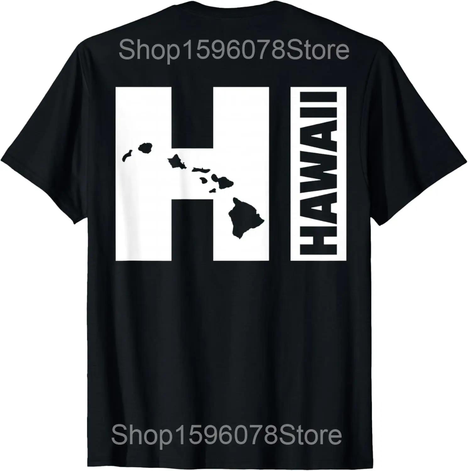 Гавайский остров Гавайи Цепочка Ретро Футболки Мужские Хлопок Юмор Уличная одежда Футболка Короткий рукав Унисекс Свободная Одежда S