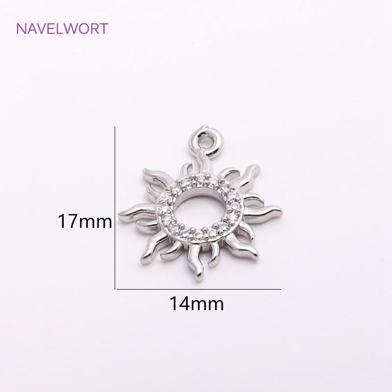 

14mm*17mm Rhodium Plated Brass Charm,Jewelry Charm,Inlaid Zircon Sun Charms For Earring Making Accessories Supplies For Jewelry 2 pieces