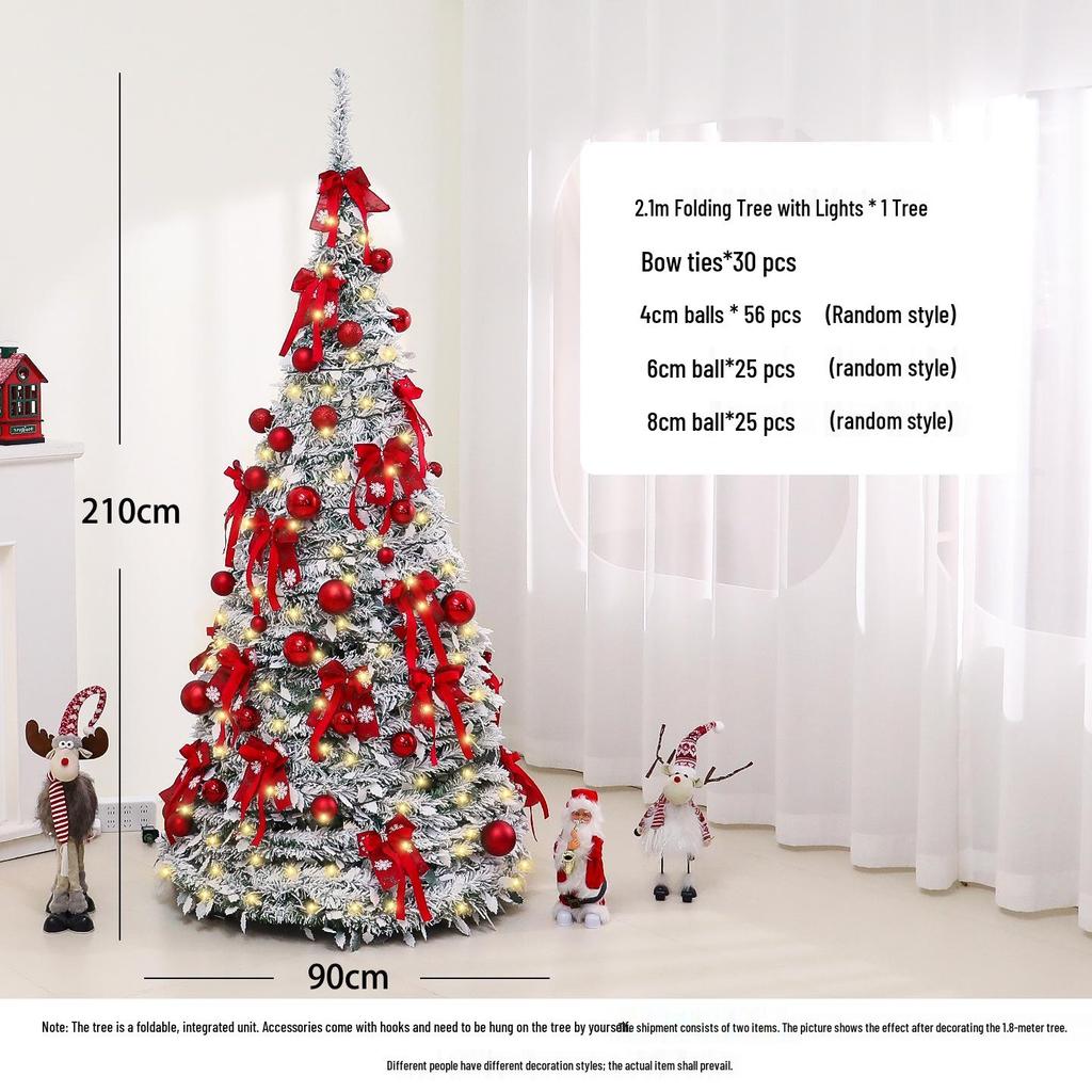 Luminous 1.8m Flocked Snow-Falling Retractable Christmas Tree for Home or Mall Decoration