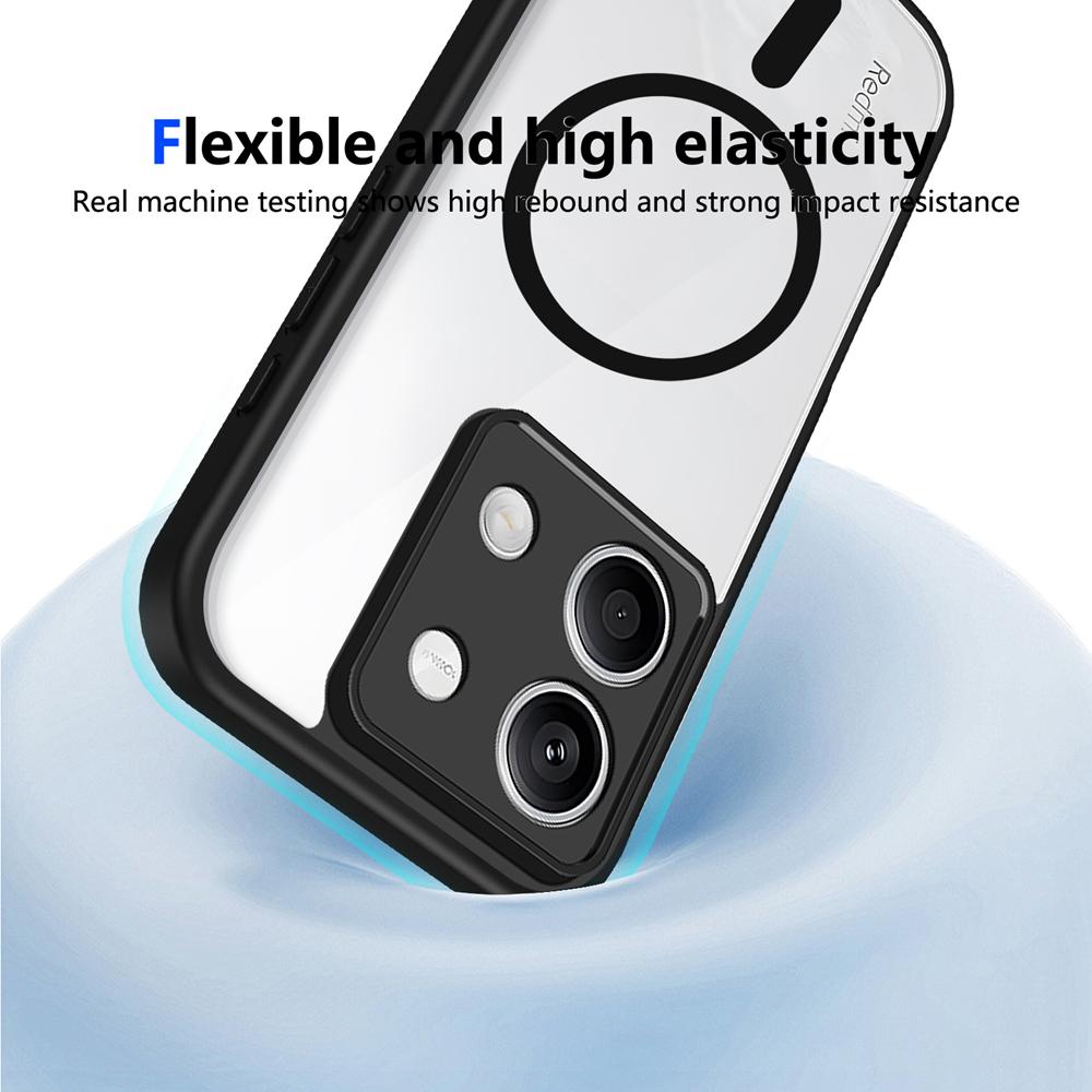 KEYSION Transparent Magnetic Phone Case for Xiaomi POCO M6 Pro 4G Soft Silicone+PC HD Clear Shockproof Back Cover for POCO X6 5G