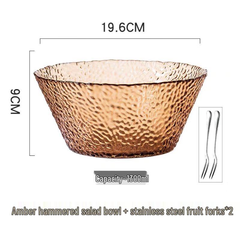 Hammered Glass Salad Bowl Set