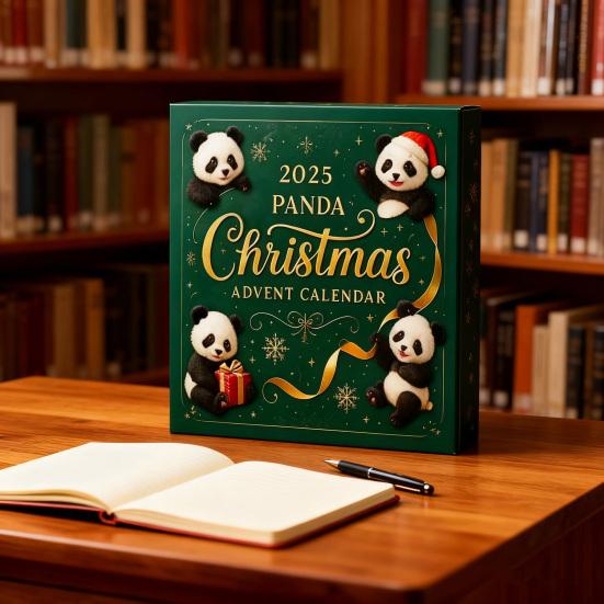 Panda Vánoční Adventní Kalendář 2025 24 Dní Odpočítávací Krabička Unikátní Figurky Pandy Slavnostní Dekorace na Stromek a pro Milovníky Zvířat