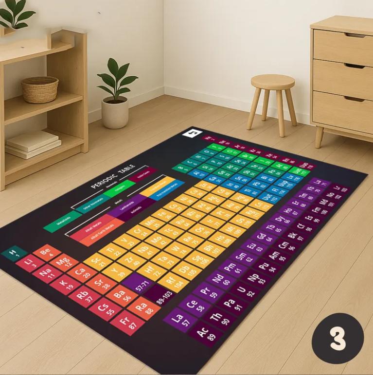 Periodic Table Carpet Anti Slip Carpet Living Room Bedroom Carpet Living Room Bedroom Kitchen Dining Room Floor Mat Home Decor 40X60cm