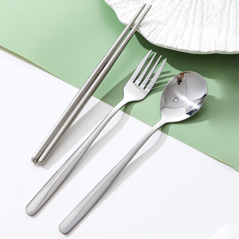 Set de tacâmuri portabile din oțel inoxidabil, 4 piese, pentru călătorii în aer liber