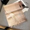 100% Pure Wool Scarf Female Winter Warm Cashmere Shawl Checkerboard Grain Design Couple Accessory Premium Sense Windproof Scarf