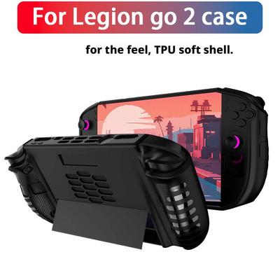 Legion Go 2 için TPU Yumuşak Koruyucu Kılıf Çizilmez Tutamak Oyun Konsolu Koruyucu Kılıf Ayaklı Ergonomik Tutamak