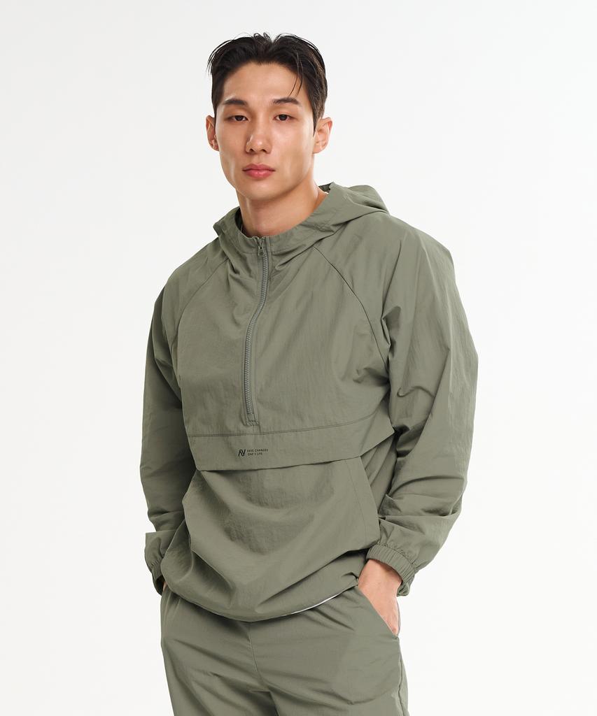 Lazybee Camp Multisport Running Windbreaker Anorak Hooded Zip-Up Jacket Top M Khaki