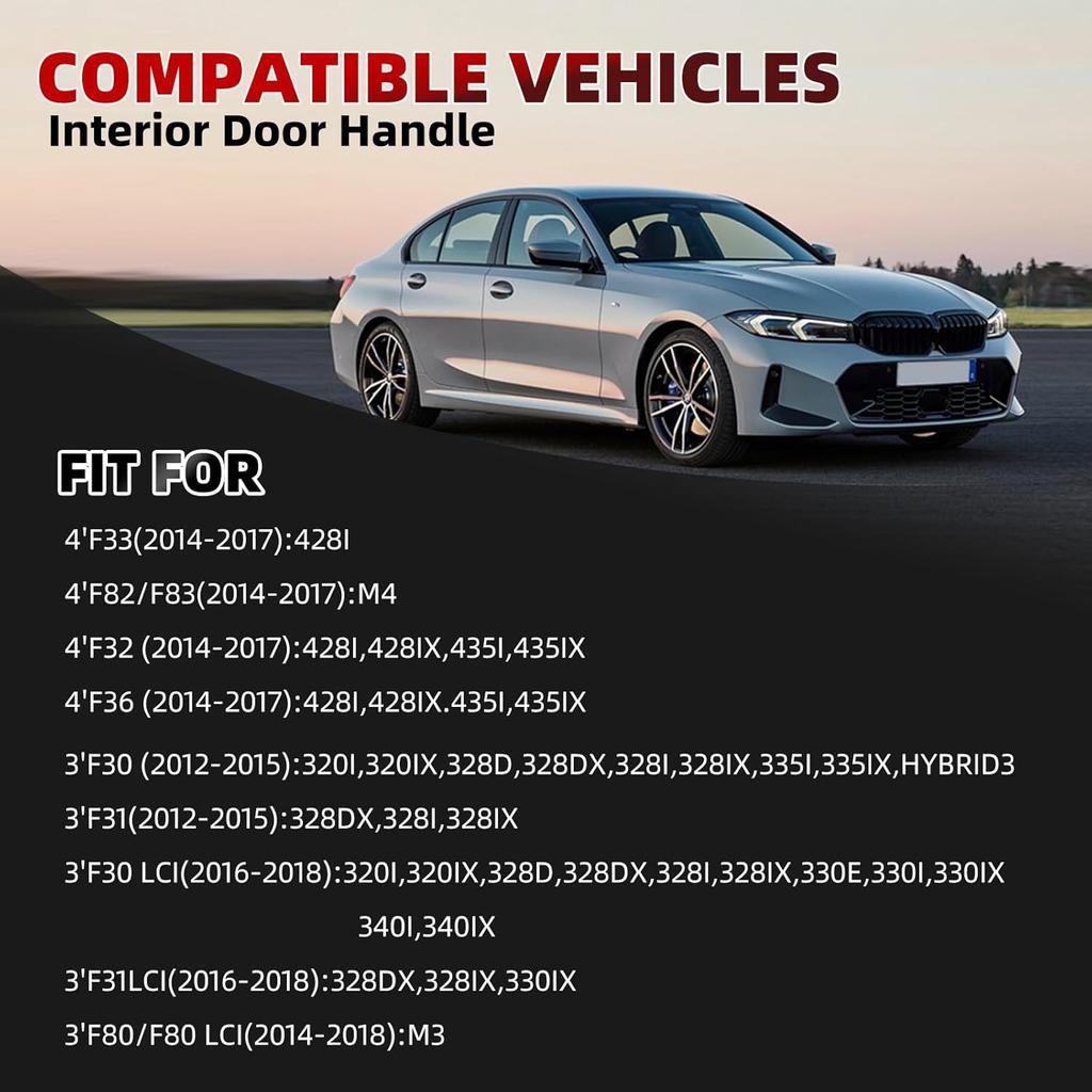 2PCS Door Handle Covers Compatible With BMW 3 Series 4 Series Driver Side &Passenger Side Door Pull Handle Covers (BMW 320I,328I,330I,335I F30/F31