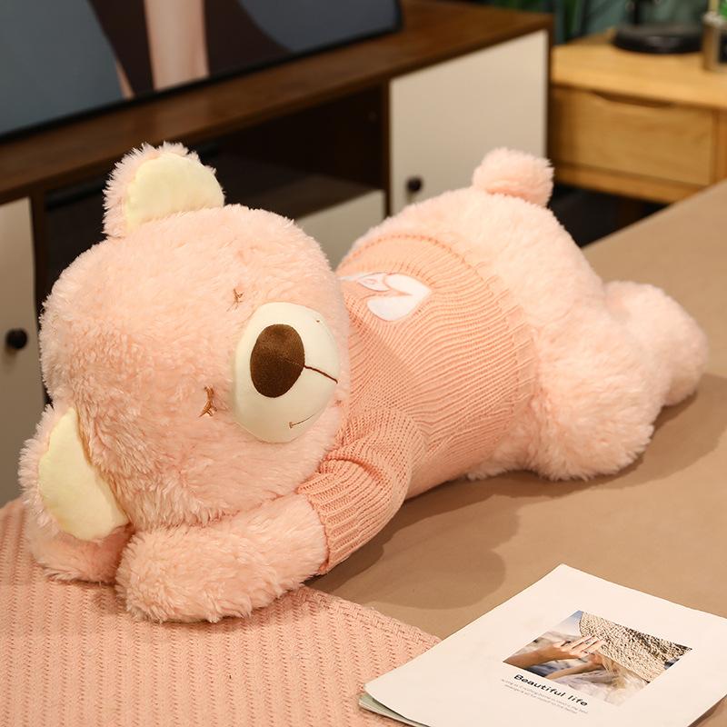 

Non-Toxic 80-100Cm Kawaii Animal Plush Sleeping Puppy Dog With Sweater Dolls Stuffed Toys Soft Sleeping Bear Pillow 80cm