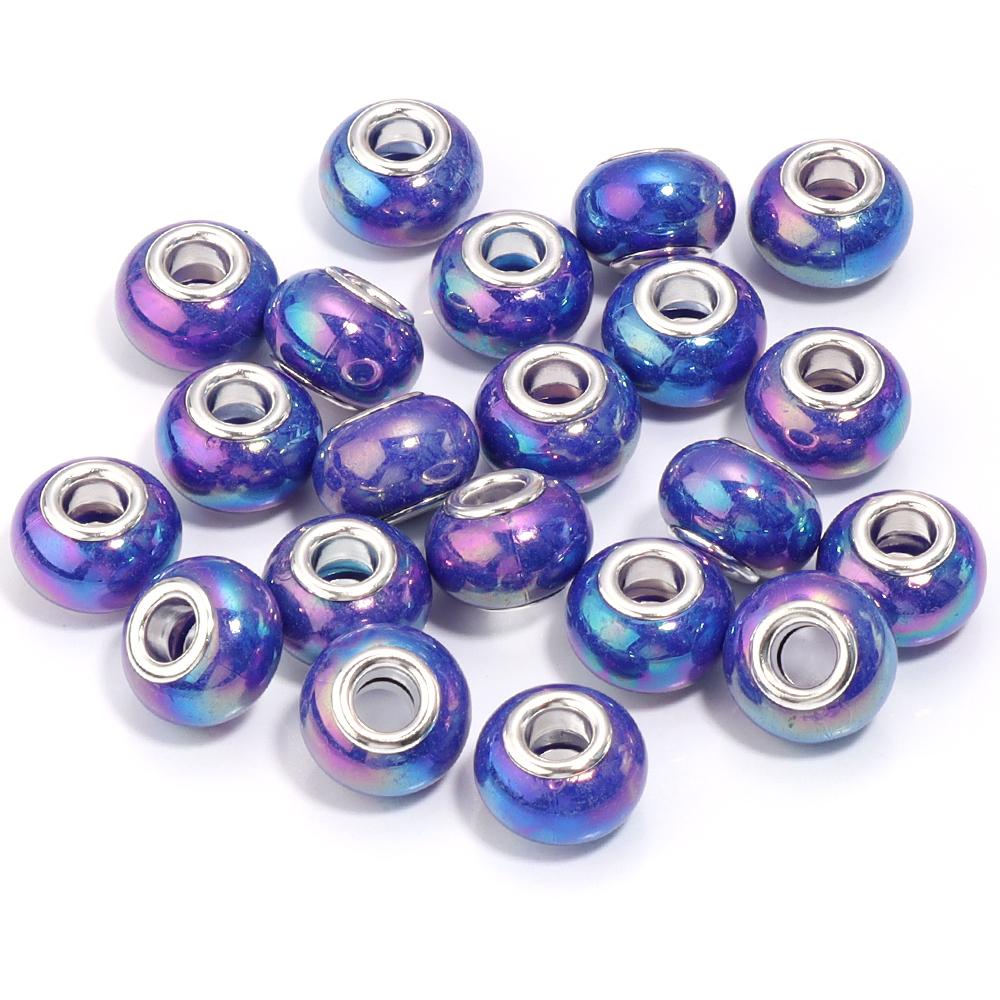20 Stück Runde Harzperlen Keramikfarbe Beschichtet Farbe Großes Loch Lose Perlen Für Schmuckherstellung DIY Halskette Armband Ohrring Dekoration